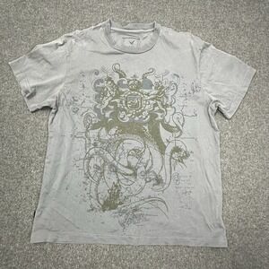 MBARK Graphic T Shirt Gray Octopus Crest Distressed Fade Size M